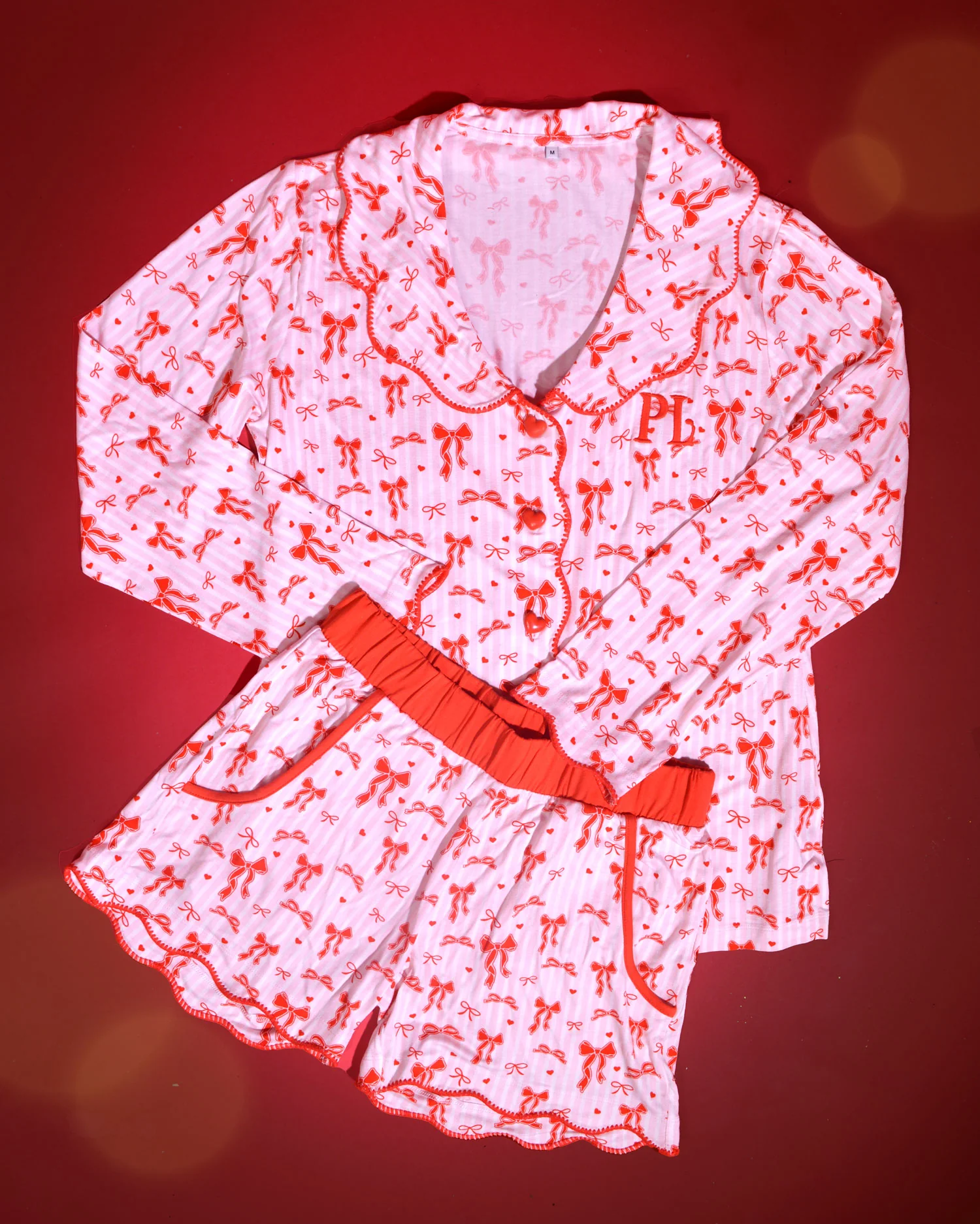 Women's Christmas Bow Pyjama Shorts Set - Image 2