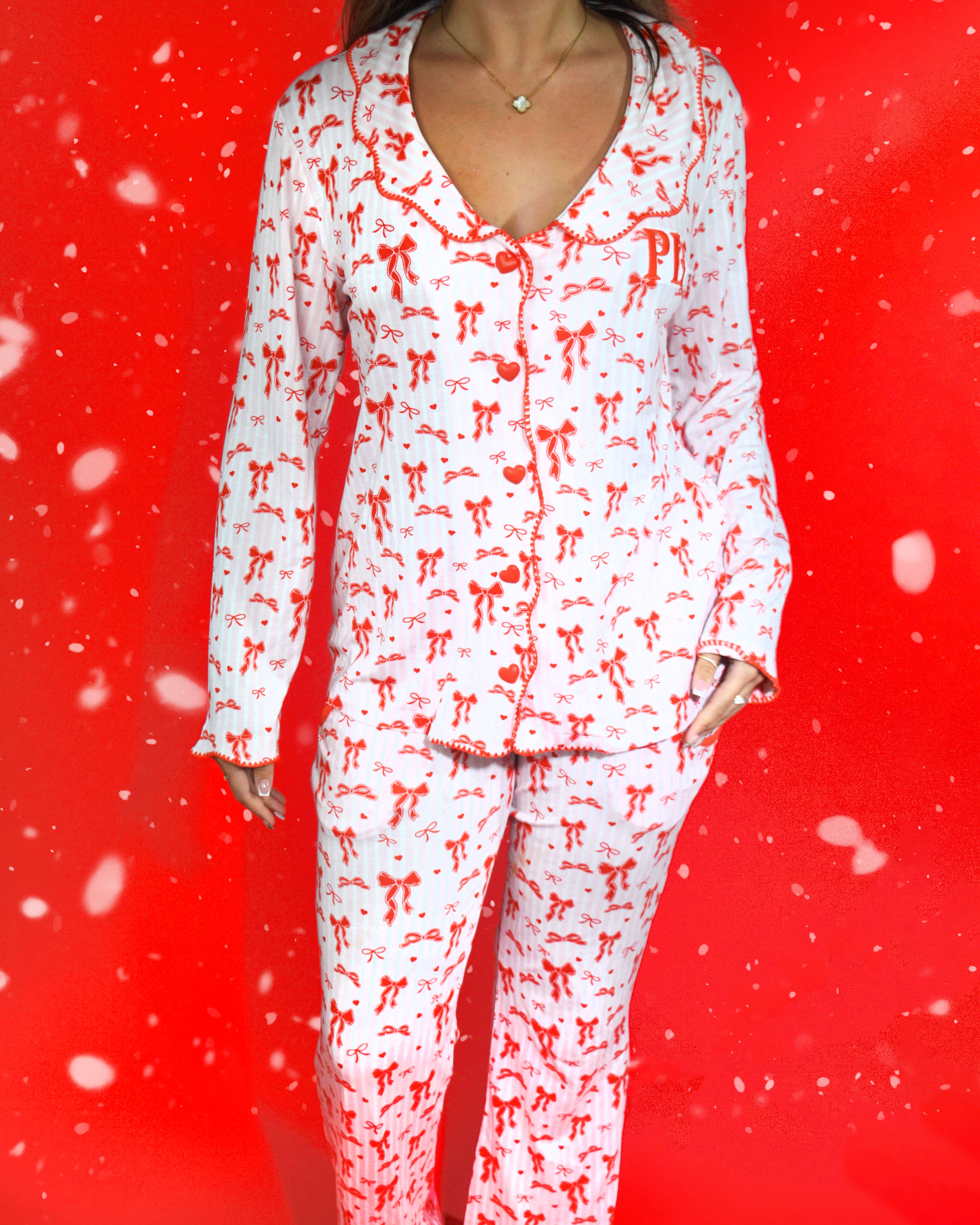 Women's Christmas Bow Pyjama Trouser Set - Image 4